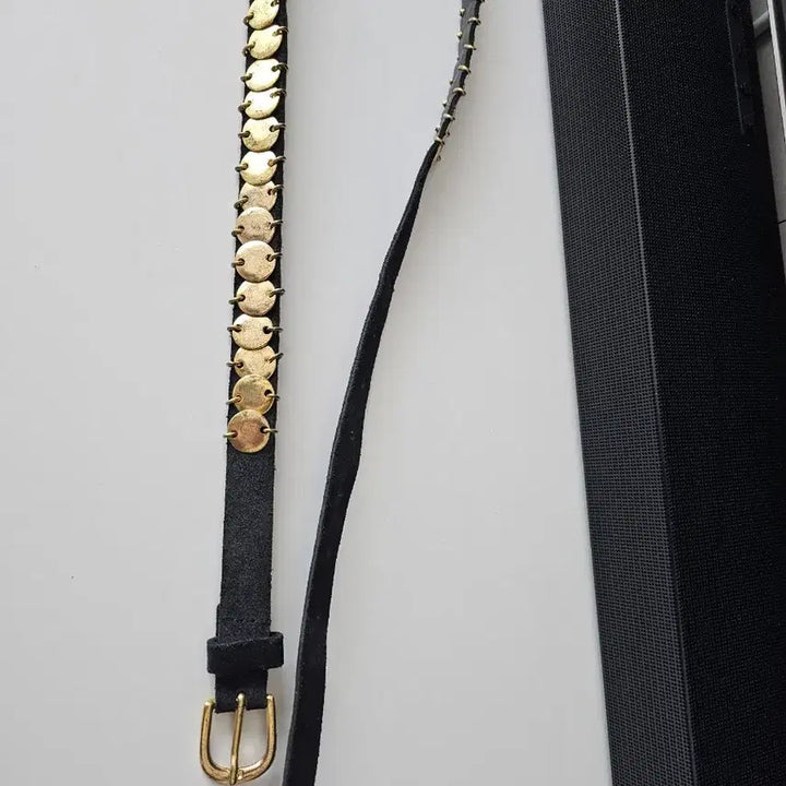 [BUNJANG] ZARA Men Gold Stud Slim Leather Belt / ZARA 자라맨 골드 스터드 슬림 레더 벨트