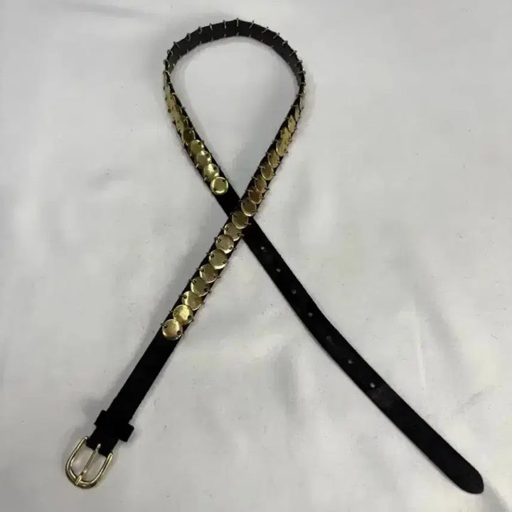 [BUNJANG] ZARA Men Gold Stud Slim Leather Belt / ZARA 자라맨 골드 스터드 슬림 레더 벨트
