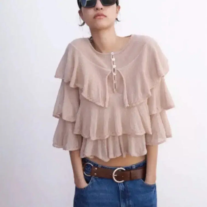 [BUNJANG] ZARA Frill Knit Top / 자라 프릴 여름 니트탑