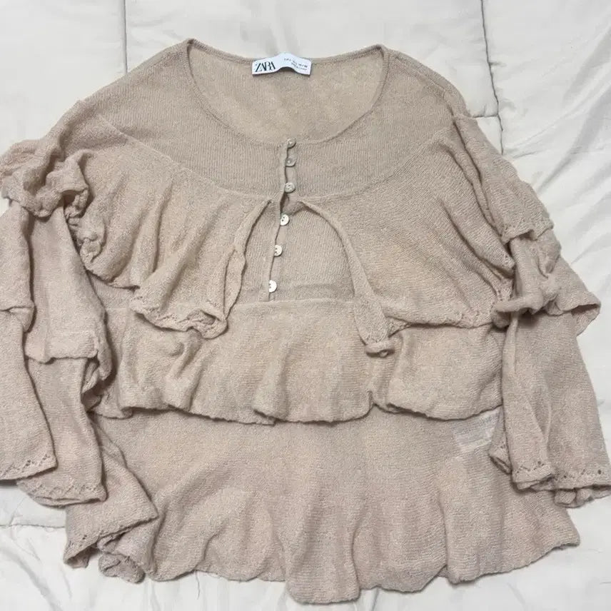 [BUNJANG] ZARA Frill Knit Top / 자라 프릴 여름 니트탑