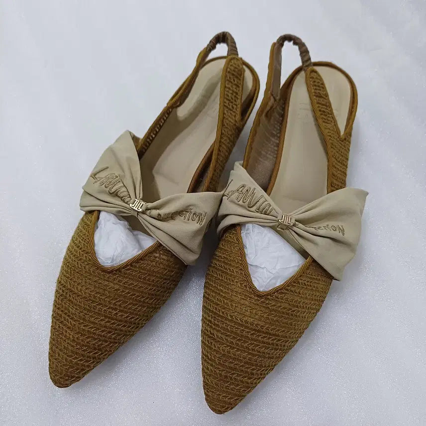 [BUNJANG] Lanvin Summer Ribbon Slingback Sandals Camel 250 / 정품 랑방 여름 리본 샌들 슬링백 구두 245 ~ 250 카멜 사랑봉봉