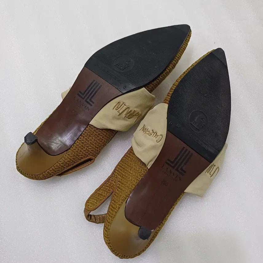 [BUNJANG] Lanvin Summer Ribbon Slingback Sandals Camel 250 / 정품 랑방 여름 리본 샌들 슬링백 구두 245 ~ 250 카멜 사랑봉봉