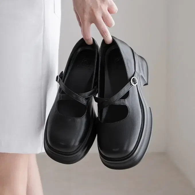[BUNJANG] Pink Elephant Mary Jane Platform Heels / 핑크코끼리 메리제인 키높이구두