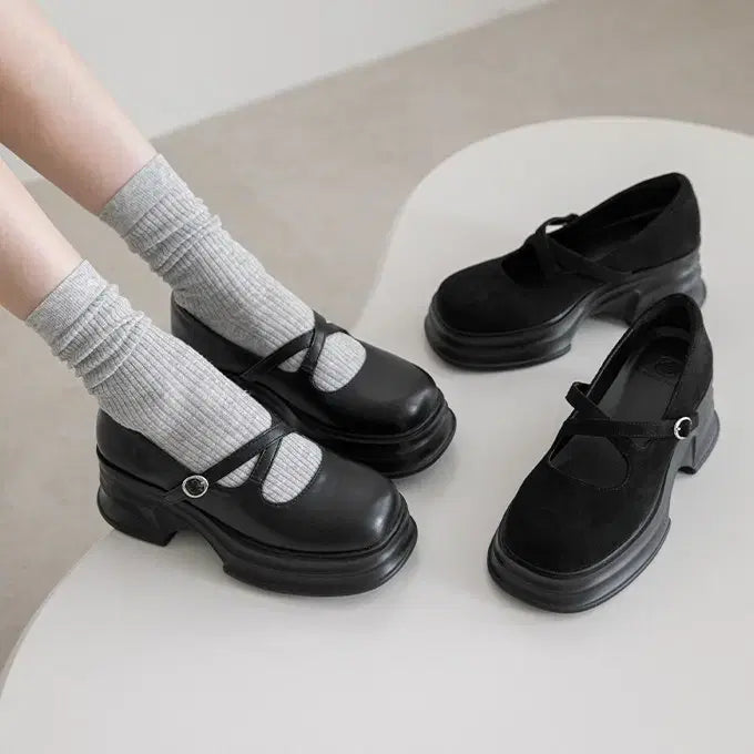[BUNJANG] Pink Elephant Mary Jane Platform Heels / 핑크코끼리 메리제인 키높이구두