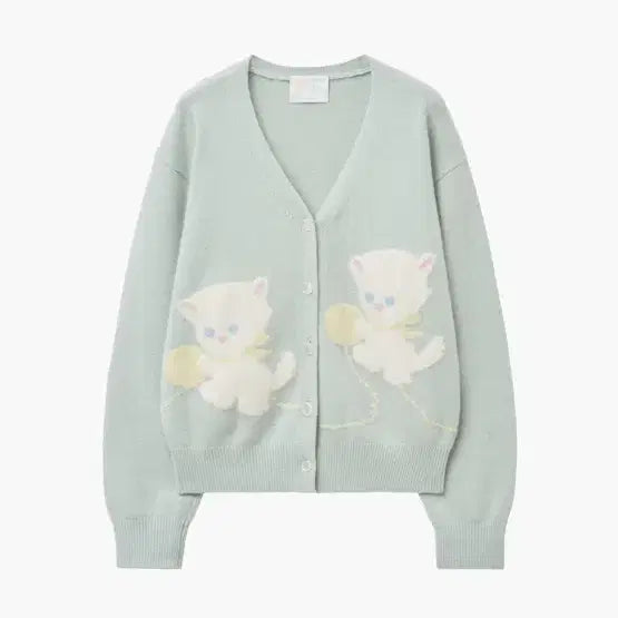 [BUNJANG] Jolie Ladie Cat Cardigan Mint / jolie ladie졸리레이드 고양이 가디건 민트