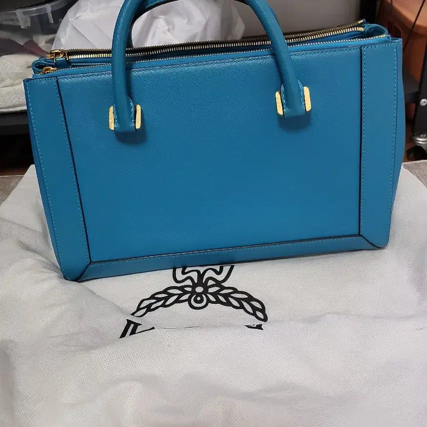 [BUNJANG] MCM Saffiano Tote Bag - Blue / MCM 사피아노 토트백 블루