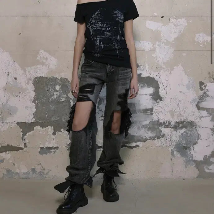 [BUNJANG] Bohemian Seoul Funky Scoop Neck Tee - Conch / 보헤미안서울 Funky Scoop Neck Tee Conch