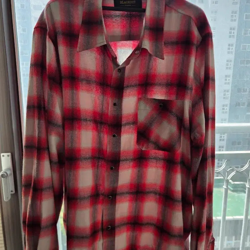 [BUNJANG] Black Out Checkered Shirt Red [L] / 블랙아웃 체크셔츠 레드 [L]