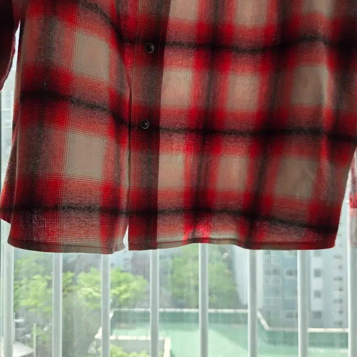 [BUNJANG] Black Out Checkered Shirt Red [L] / 블랙아웃 체크셔츠 레드 [L]