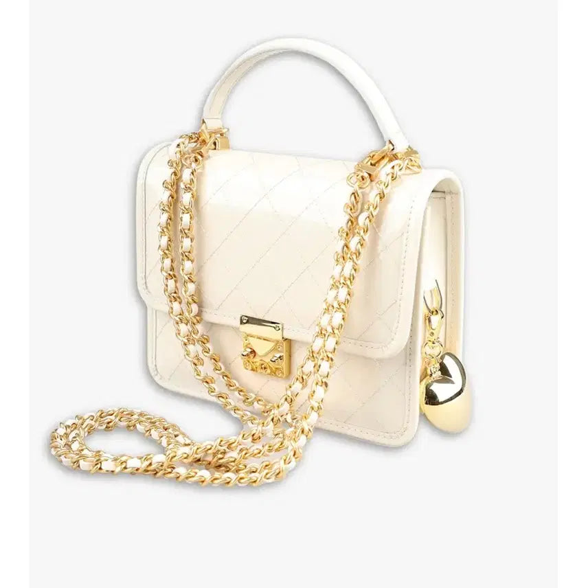 [BUNJANG] MAIKKO Sophia Medium Ivory Patent Leather Gold Handbag / 마이아이코 소피아 미듐 - 아이보리 페이던트 골드