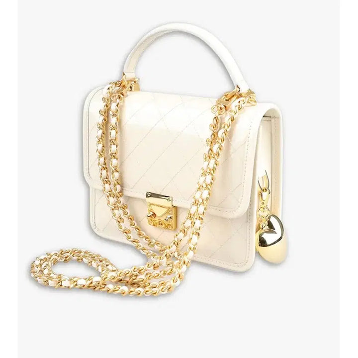 [BUNJANG] MAIKKO Sophia Medium Ivory Patent Leather Gold Handbag / 마이아이코 소피아 미듐 - 아이보리 페이던트 골드
