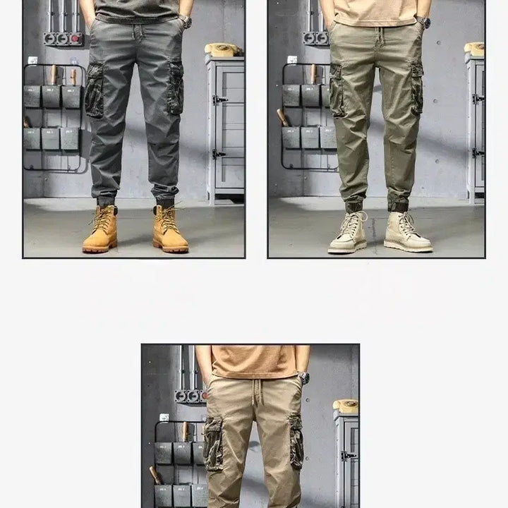 [BUNJANG] Military Cargo Jogger Pants / (새상품) 남성 밀러티러 카고 조거 팬츠 허리 밴딩 현장바지 면스판