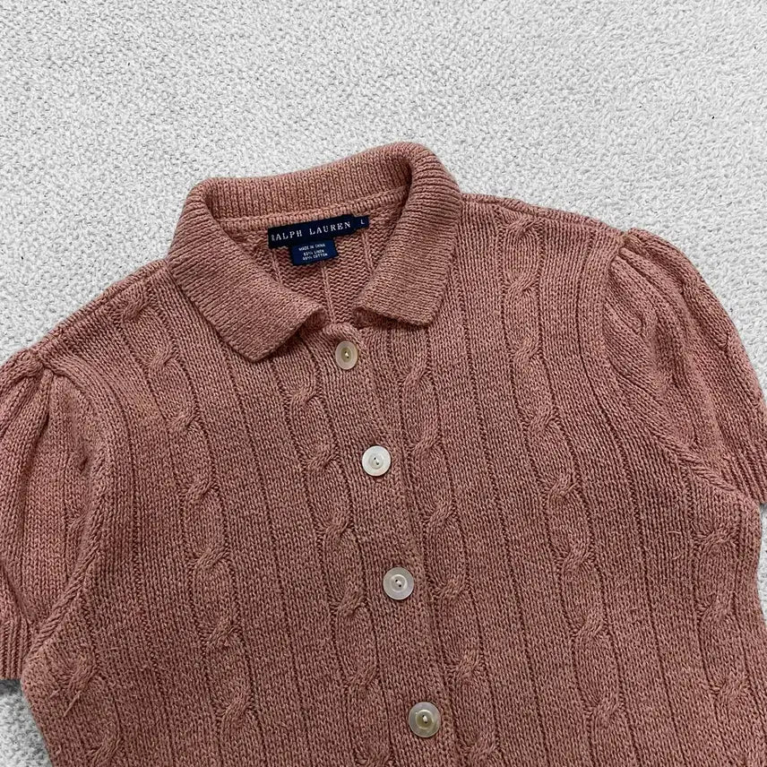 [BUNJANG] Polo Ralph Lauren Cable Knit Short Sleeve Cardigan / 폴로 랄프로렌 케이블 니트 반팔 가디건