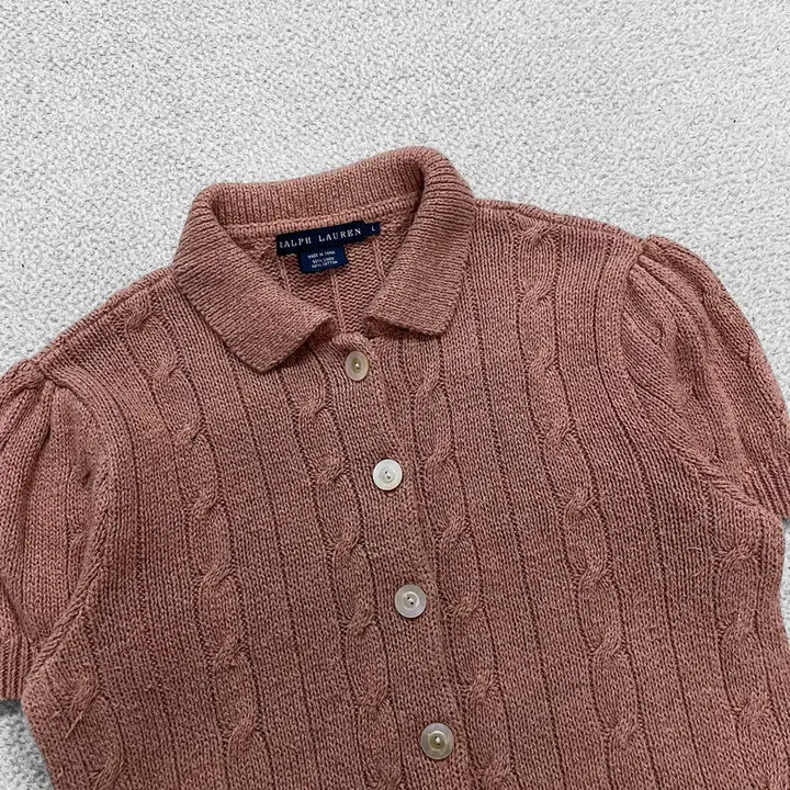[BUNJANG] Polo Ralph Lauren Cable Knit Short Sleeve Cardigan / 폴로 랄프로렌 케이블 니트 반팔 가디건