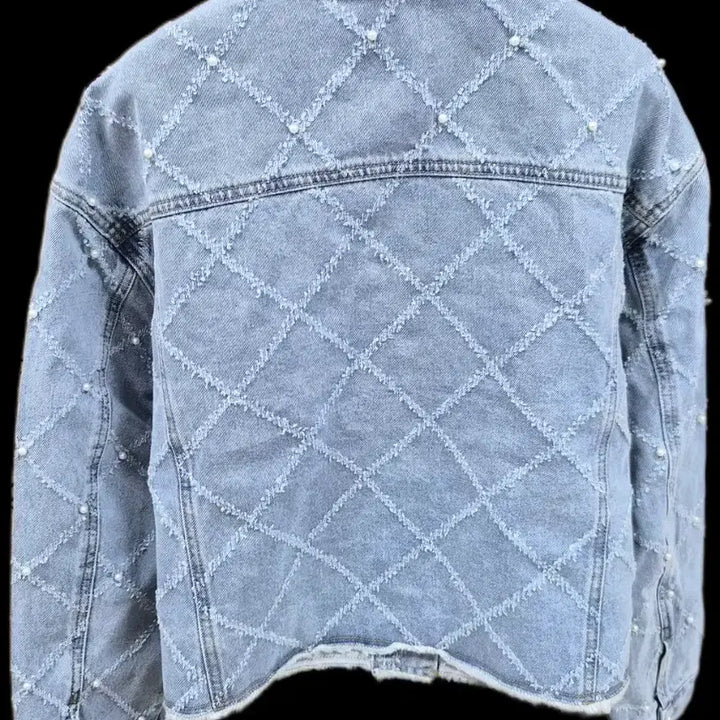 [BUNJANG] Karl Lagerfeld Pearl Denim Jacket / 칼 라거펠트 진주 데님 자켓