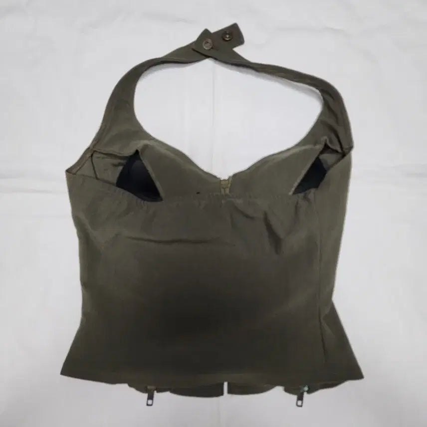 [BUNJANG] Vintage Khaki Halterneck Sleeveless Top / 빈티지 카키 홀터넥 나시 슬리브리스 탑