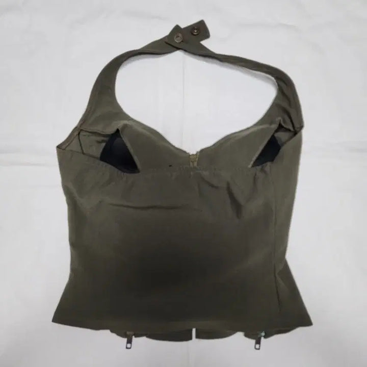[BUNJANG] Vintage Khaki Halterneck Sleeveless Top / 빈티지 카키 홀터넥 나시 슬리브리스 탑