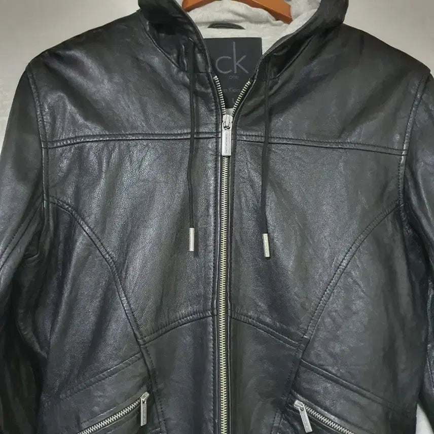 [BUNJANG] Calvin Klein Lambskin Hooded Jacket / CK 캘빈클라인 양가죽 후드점퍼 L 105