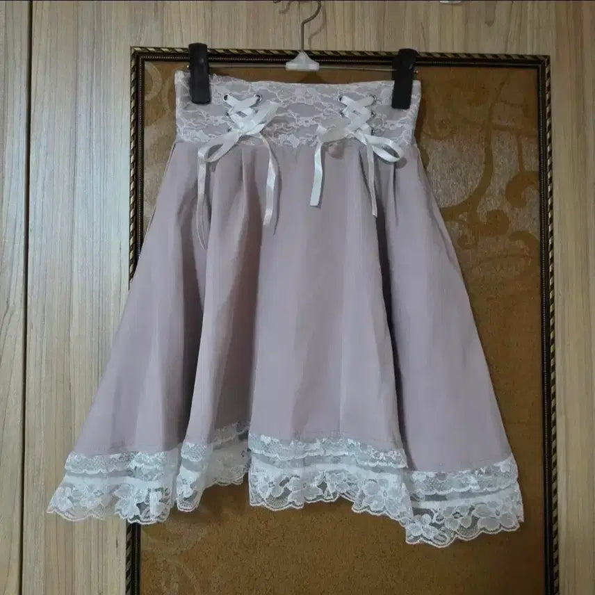 [SOLD OUT] (택o)양지뢰 양산형 노에미 코르셋 레이스 스커트 핑크 S