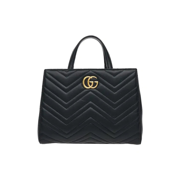 [BUNJANG] Gucci GG Marmont Matelassé Tote Bag Small Black Leather / 구찌 GG 마몽 마틀라세 토트백 스몰