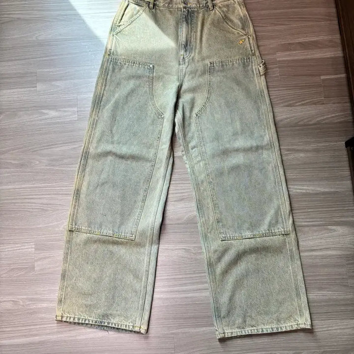 [BUNJANG] BAPE Overdyed Double Knee Work Pants Denim / 베이프 오버다잉 더블니 워크팬츠 데님