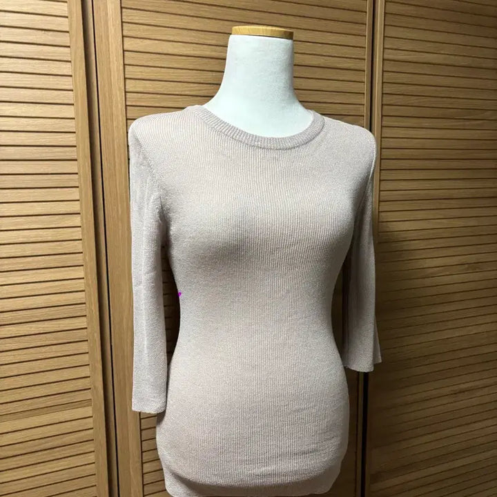 [BUNJANG] LB 5-Button Knit Imported Feminine Clothing Beige / LB 5부 니트 수입의류 페미닌 홀복 베이지