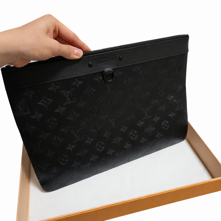 [BUNJANG] Louis Vuitton Monogram Shadow Pochette Clutch Black / 루이비통 쉐도우 포쉐트 모노그램 클러치 블랙