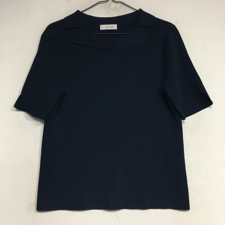 [BUNJANG] SJSJ Collared Short Sleeve Knit Top Navy Size 90 / SJSJ 에스제이 카라 반팔 니트 90