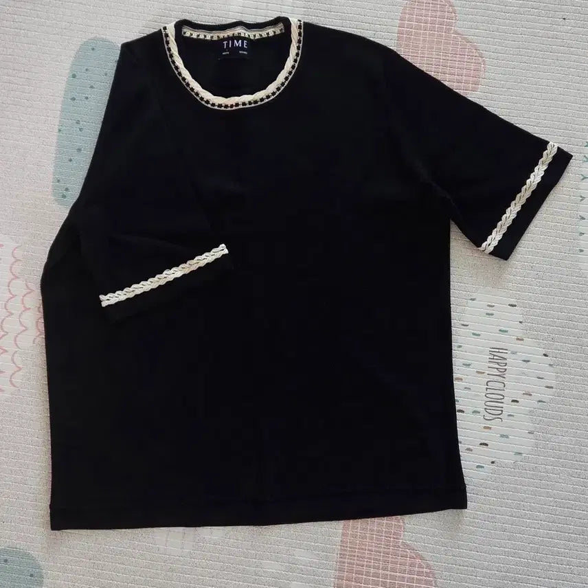 [BUNJANG] TIME Black Short-Sleeve Knit T-Shirt / TIME 타임 여름 티셔츠