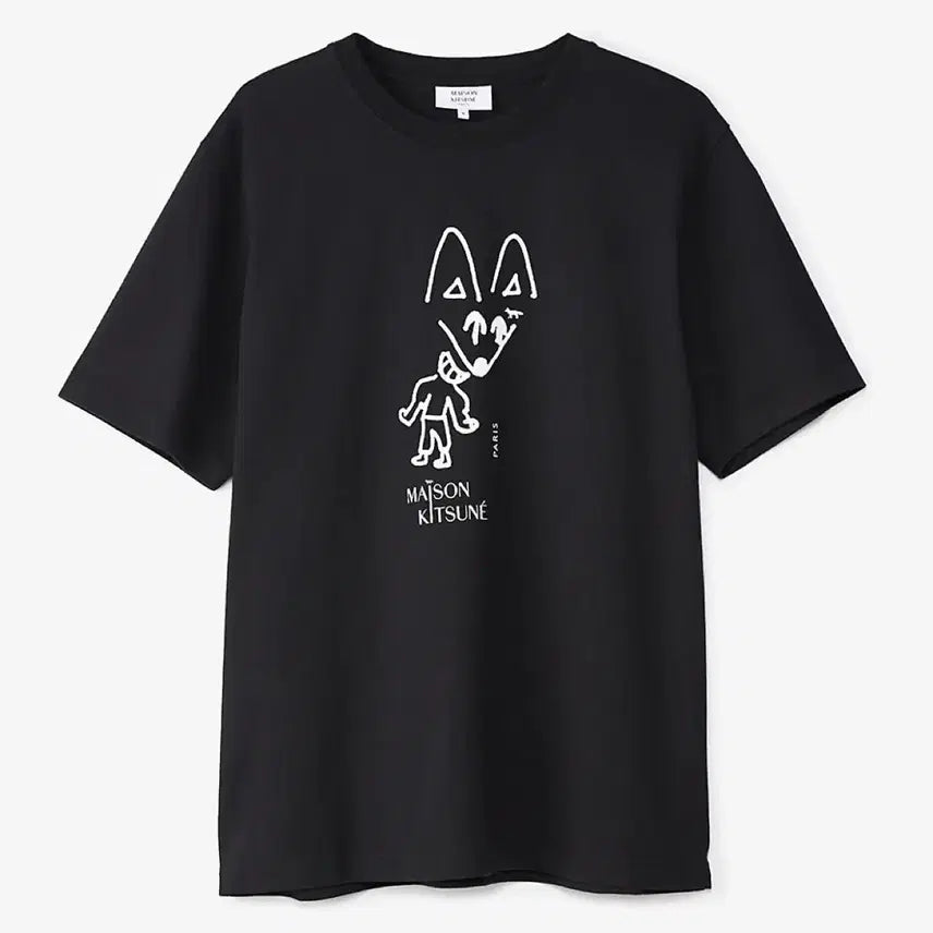 [BUNJANG] Maison Kitsune Party Fox Black T-shirt / 메종키츠네 파티폭스 반팔