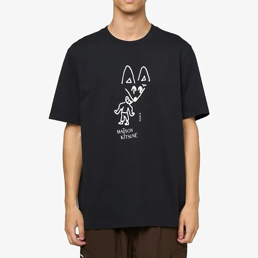 [BUNJANG] Maison Kitsune Party Fox Black T-shirt / 메종키츠네 파티폭스 반팔