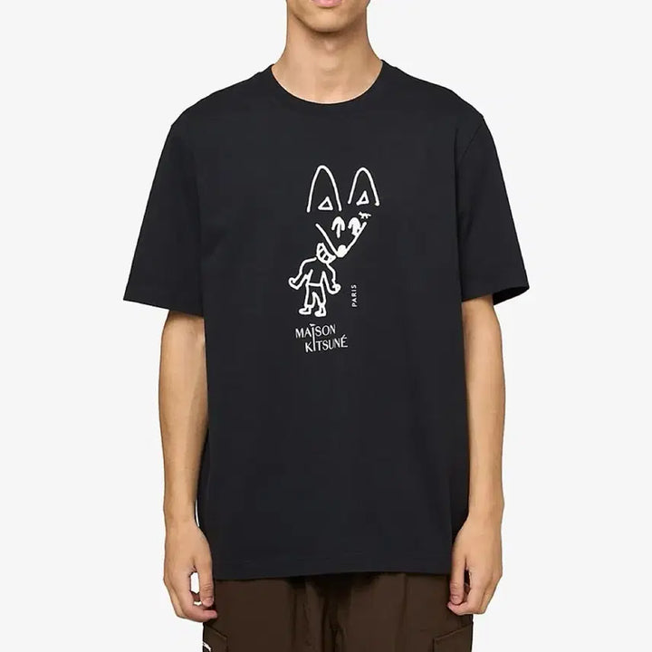 [BUNJANG] Maison Kitsune Party Fox Black T-shirt / 메종키츠네 파티폭스 반팔