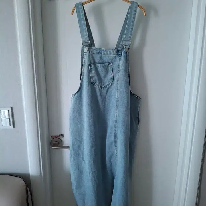 [BUNJANG] Denim Long Dress with Suspenders Skirt / 청 데님 롱 원피스 멜빵 스커트66~77