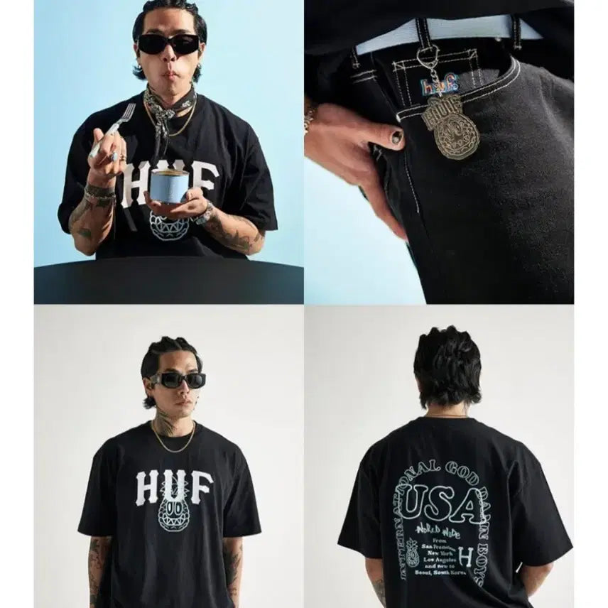 [BUNJANG] HUF Pineapple Graphic T-shirt / 덱스착용)무신사 HUF 파인애플티셔츠