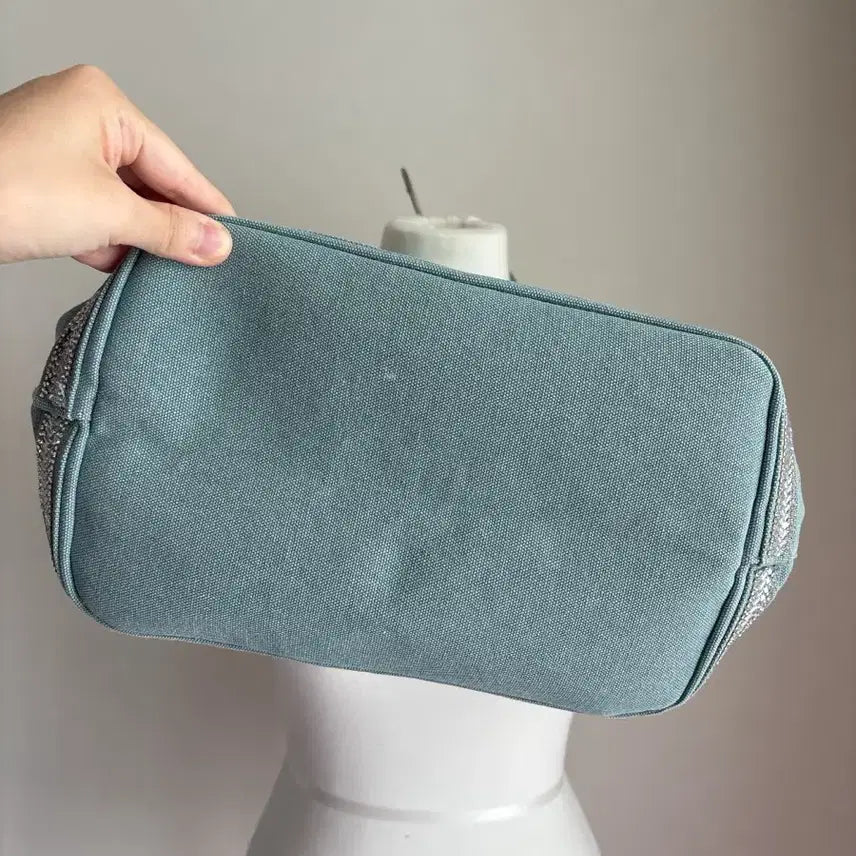 [BUNJANG] Canvas Tote Bag with Sequin Detail / 캔버스백 소라 민트 하늘색 스팽글 비즈 카바스백 토트백 숄더백 크로스백
