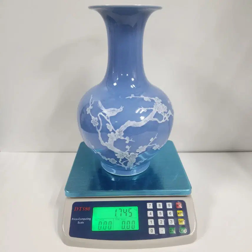 [BUNJANG] Chinese Qing Dynasty Celadon Porcelain Plum Blossom Vase / 중국도자기                   청건륭 청지분채 매화문 병