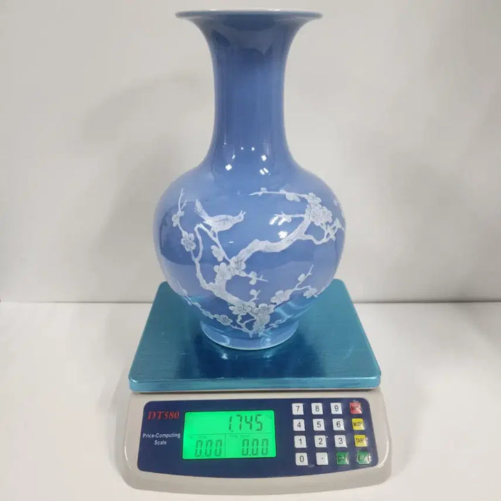 [BUNJANG] Chinese Qing Dynasty Celadon Porcelain Plum Blossom Vase / 중국도자기                   청건륭 청지분채 매화문 병