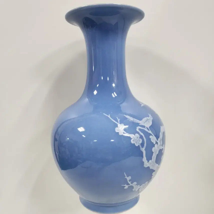 [BUNJANG] Chinese Qing Dynasty Celadon Porcelain Plum Blossom Vase / 중국도자기                   청건륭 청지분채 매화문 병