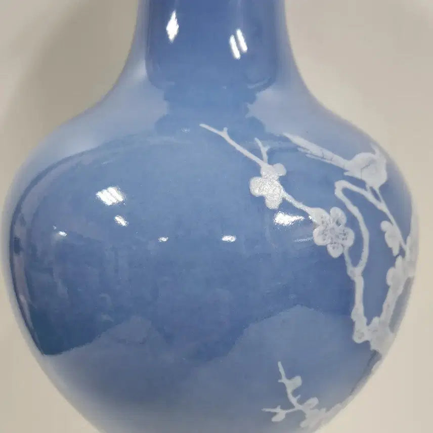 [BUNJANG] Chinese Qing Dynasty Celadon Porcelain Plum Blossom Vase / 중국도자기                   청건륭 청지분채 매화문 병