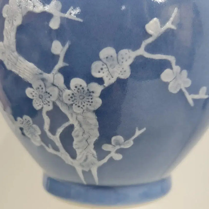 [BUNJANG] Chinese Qing Dynasty Celadon Porcelain Plum Blossom Vase / 중국도자기                   청건륭 청지분채 매화문 병