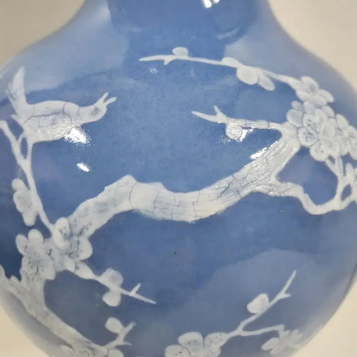 [BUNJANG] Chinese Qing Dynasty Celadon Porcelain Plum Blossom Vase / 중국도자기                   청건륭 청지분채 매화문 병