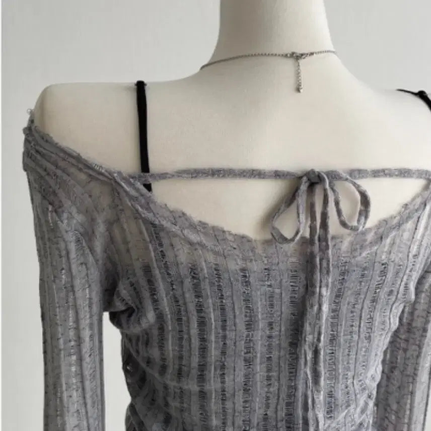 [BUNJANG] Sheer Mesh Knit - Grey / 에이블리 시스루 긱시크