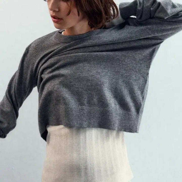[BUNJANG] ZARA Slit String Bag Knit Gray L / [미착용 새상품] 자라 스트링백 슬릿 니트 그레이 L