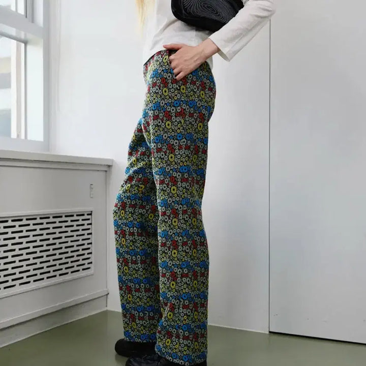 [BUNJANG] Enzo Blues Jacquard Fabric Bootcut Pants / 엔조블루스 자카드 원단 부츠컷 팬츠