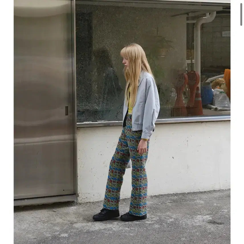 [BUNJANG] Enzo Blues Jacquard Fabric Bootcut Pants / 엔조블루스 자카드 원단 부츠컷 팬츠