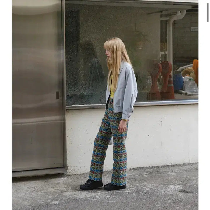 [BUNJANG] Enzo Blues Jacquard Fabric Bootcut Pants / 엔조블루스 자카드 원단 부츠컷 팬츠