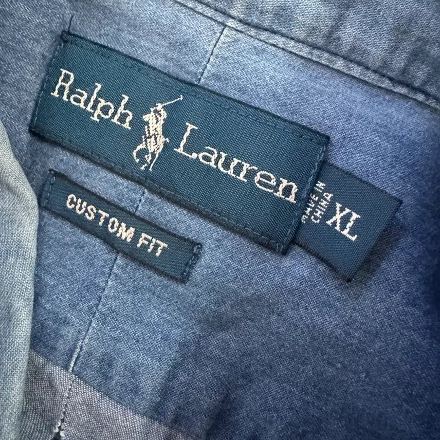 [BUNJANG] Polo Ralph Lauren Custom Fit Denim Short Sleeve Shirt / 강추!! 폴로 랄프로렌 커스텀 핏 데님 반팔 셔츠 L ~ XL