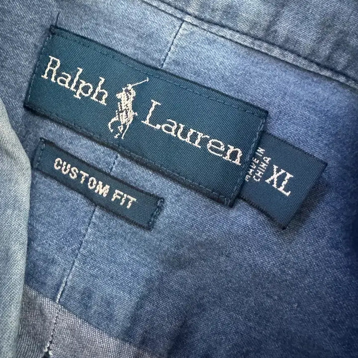 [BUNJANG] Polo Ralph Lauren Custom Fit Denim Short Sleeve Shirt / 강추!! 폴로 랄프로렌 커스텀 핏 데님 반팔 셔츠 L ~ XL