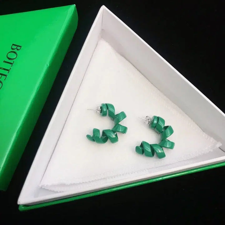 [BUNJANG] Bottega Veneta Scrunchie Earrings / 보테가 베네타 그린 스크런치 이어링