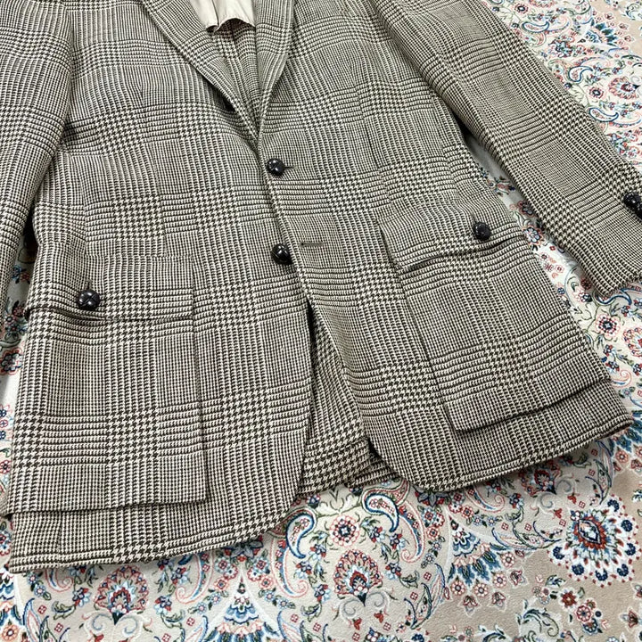 [BUNJANG] Polo Ralph Lauren RL67 Style Brown Glen Check Linen Blazer Jacket - Made in Italy / [A등급 38추천] 폴로랄프로렌 이태리 브라운글렌체크 RL67블레이져자켓